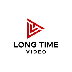 Geometric logo about play icon and letter LT.
EPS 10, Vector.