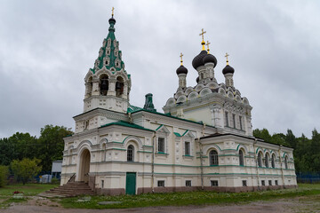 Fototapeta na wymiar Church of the Holy Trinity on Parusinka. Ivangorod, Russia