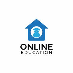Fototapeta na wymiar Home schooling. E learning. Online education logo icon.