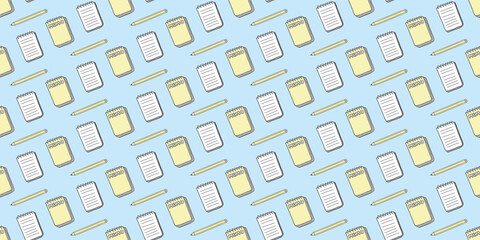 Notepad illustration background. Seamless pattern.Vector. メモ帳のパターン