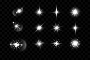 Fototapeta premium Glow effect. Star on transparent background.Bright sun. Vector illustration. 