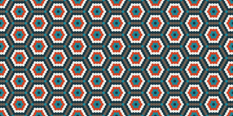 Hexagon.  Geometric  background. Seamless pattern.Vector.六角形の幾何学パターン