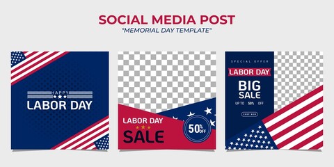 Labor Day social media post template design. It is suitable for poster, banner, greeting card, etc. Vector illustration
