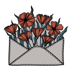 red flowers in an envelope