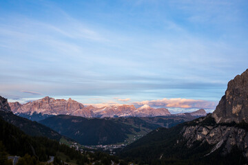 Naklejka na ściany i meble Sunset in Dolomites mountains, Alps, northern Italy