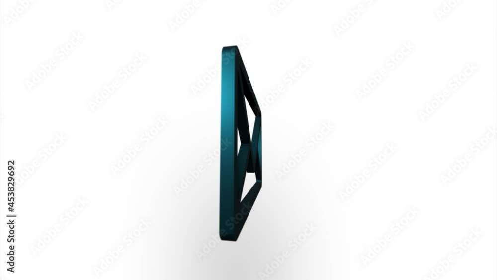 Leinwandbilder Blue envelope icon flipping, rotation. Elegant 3d realistic light render. Seamless loop animation video