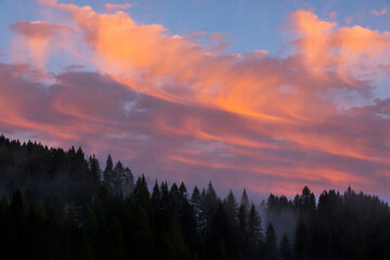 Sunset in Dolomites mountains, Alps, northern Italy