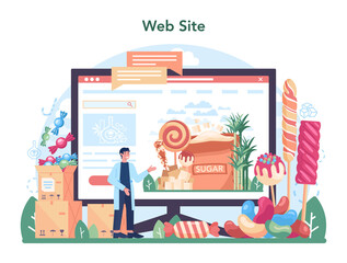 Fototapeta premium Sugar production industry online service or platform. Saccharose
