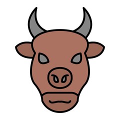 Vector Bison Filled Outline Icon Design
