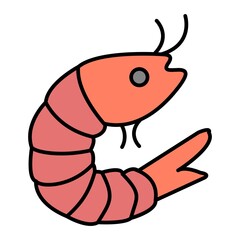 Vector Prawn Filled Outline Icon Design