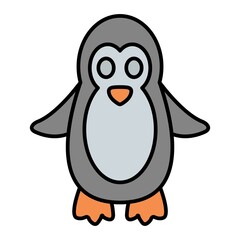 Vector Penguin Filled Outline Icon Design