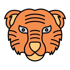 Vector Tiger Filled Outline Icon Design