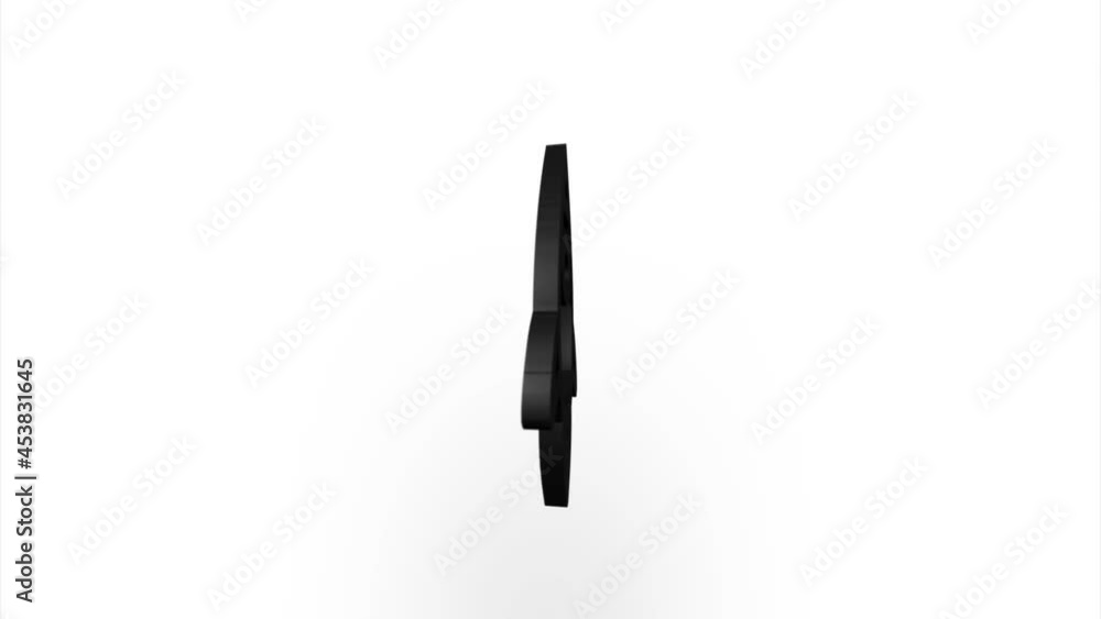 Poster Black rocket ship icon flipping, rotation. Elegant 3d realistic light render. Seamless loop animation video