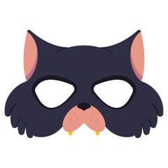 Halloween black cat mask vector cartoon illustration isolated on a white background.
