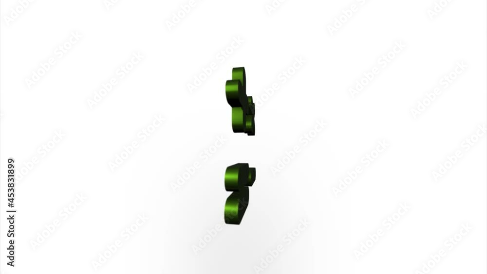 Poster Green calculator symbol icon flipping, rotation. Elegant 3d realistic light render. Seamless loop animation video