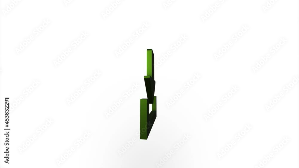 Poster Green download icon flipping, rotation. Elegant 3d realistic light render. Seamless loop animation video