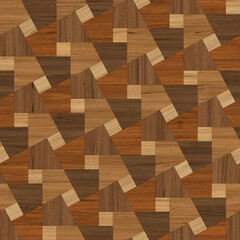Artistic oak parquet. Endless squares . Design floor for a modern interior. 3D optical illusions. Wood floor. 3D pattern. Luxury Art Deco interior. Geometric seamless ornament. Wood texture.