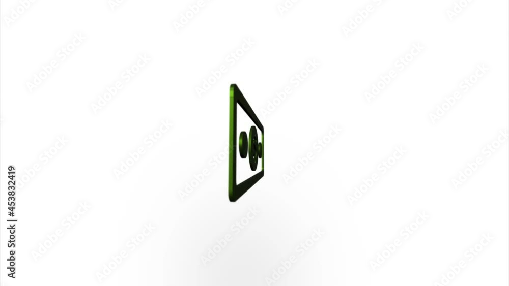 Poster green banknote dollar icon flipping, rotation. elegant 3d realistic light render. seamless loop anim
