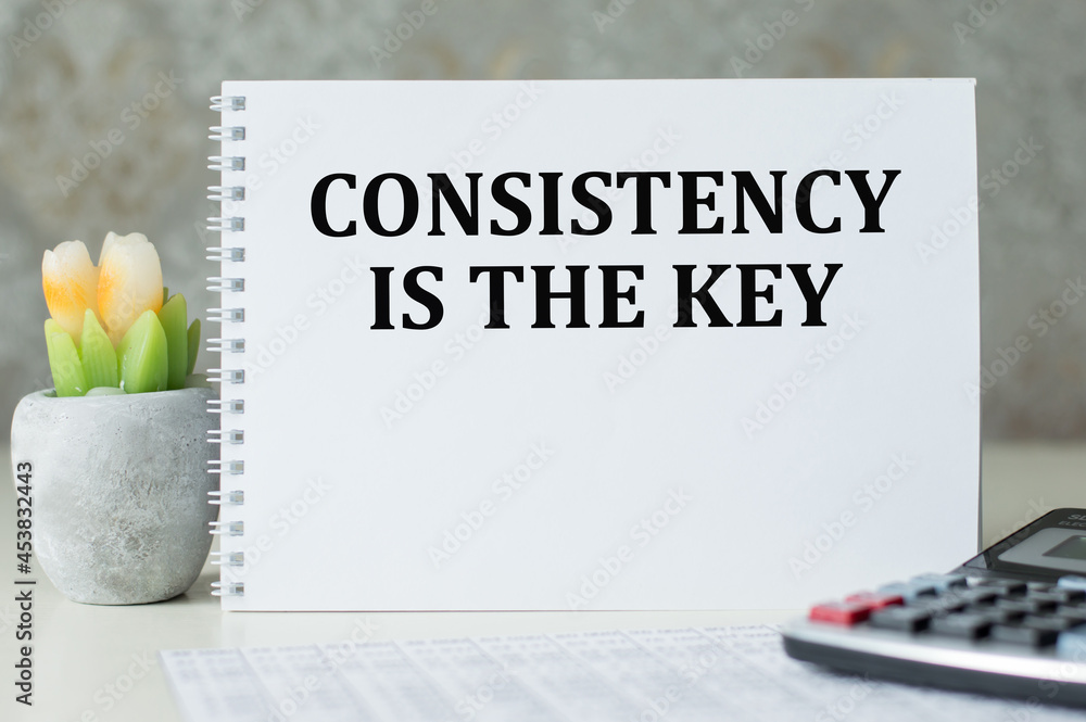 Aufkleber notepad with text consistency is the key. business