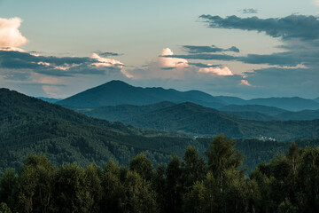 Sunset view of the mountains from the observation deck on Mount Tugaya