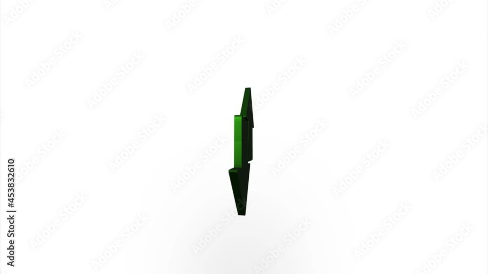 Aufkleber Green exchange arrow transfer icon flipping, rotation. Elegant 3d realistic light render. Seamless loop animation video