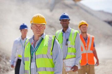 Truck driving on road in quarry