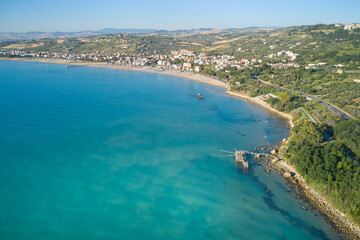 Naklejka na ściany i meble aerial view of a overflow and the coast of marina di vasto abruzzo