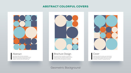 Modern geometric backgrounds. Abstract vector colorful design covers. Good use for covers, posters, brochures, books, postcards, voucher, booklets, flyers etc.