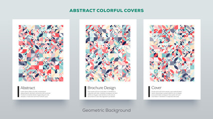 Abstract geometric design covers. Minimalistic colorful designs. Artwork poster composition in Scandinavian style with simple shape and figure. Applicable for covers, voucher, posters, flyers etc.