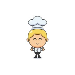 Cute cartoon chef with double thumbs up and smiling face