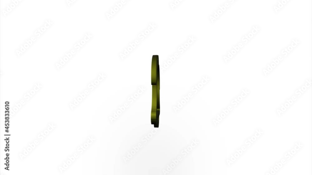 Poster Yellow bell icon flipping, rotation. Elegant 3d realistic light render. Seamless loop animation video