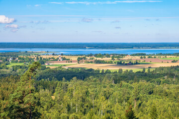 View at a the countryside with a lake
