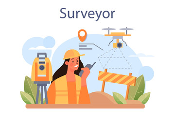Surveyor concept. Land surveying technology, geodesy science - obrazy, fototapety, plakaty
