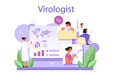 Virologist concept. Scientist studies viruses and bacteria in a laboratory