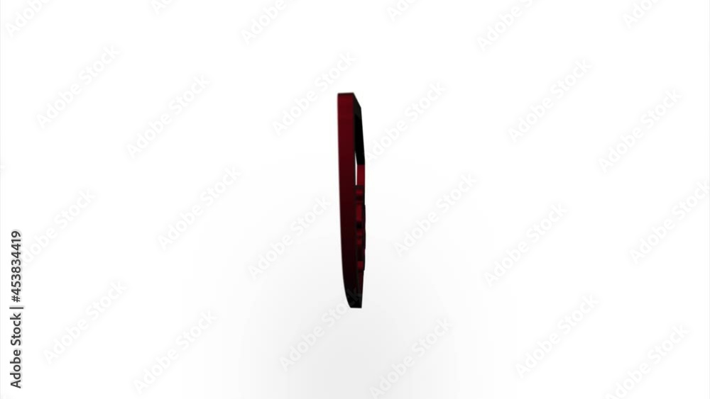 Aufkleber Red shield with settings gear icon flipping, rotation. Elegant 3d realistic light render. Seamless loop animation video