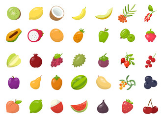 Fruits and berries set. Organic food full of vitamins. Fresh healthy