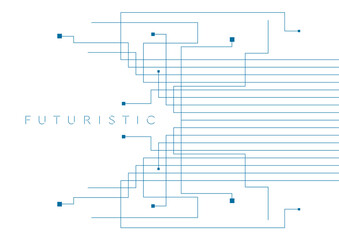 Blue minimal lines abstract circuit board background. Vector banner design