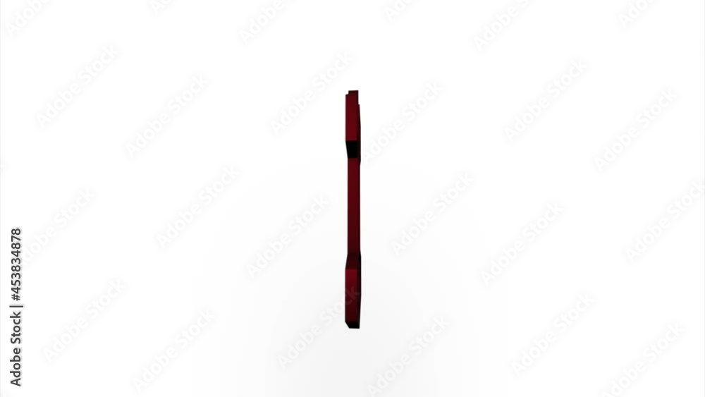 Aufkleber Red wrench icon flipping, rotation. Elegant 3d realistic light render. Seamless loop animation video