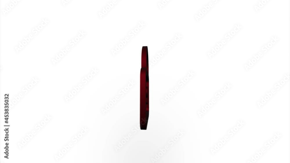 Poster Red lock icon flipping, rotation. Elegant 3d realistic light render. Seamless loop animation video