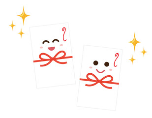 ご祝儀袋とベクターイラスト 熨斗 水引