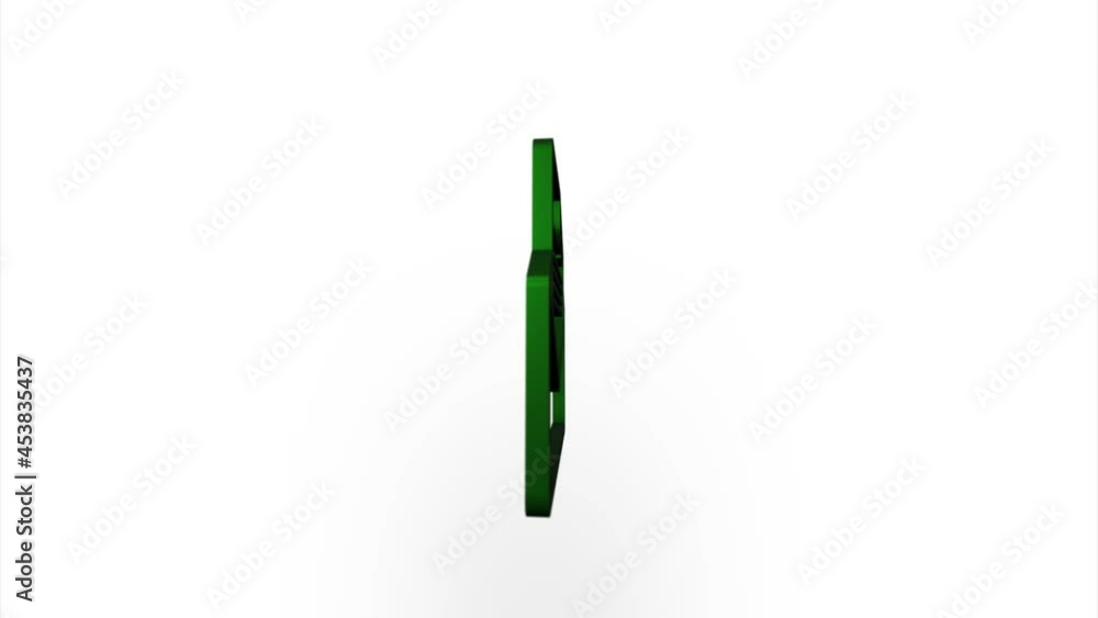 Poster Green open envelope with letter, email icon flipping, rotation. Elegant 3d realistic light render. Seamless loop animation video