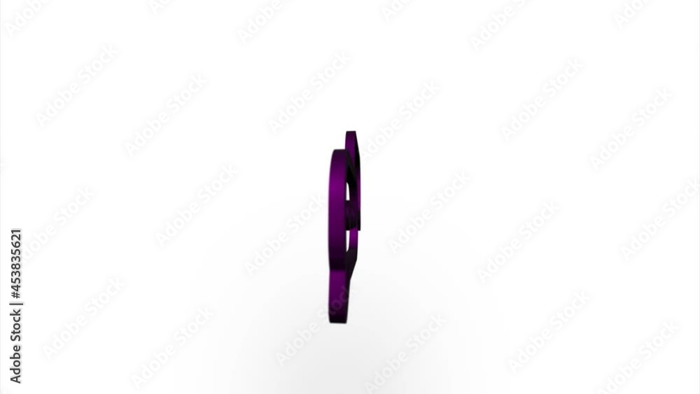 Poster Purple speech bubble chat icon flipping, rotation. Elegant 3d realistic light render. Seamless loop animation video