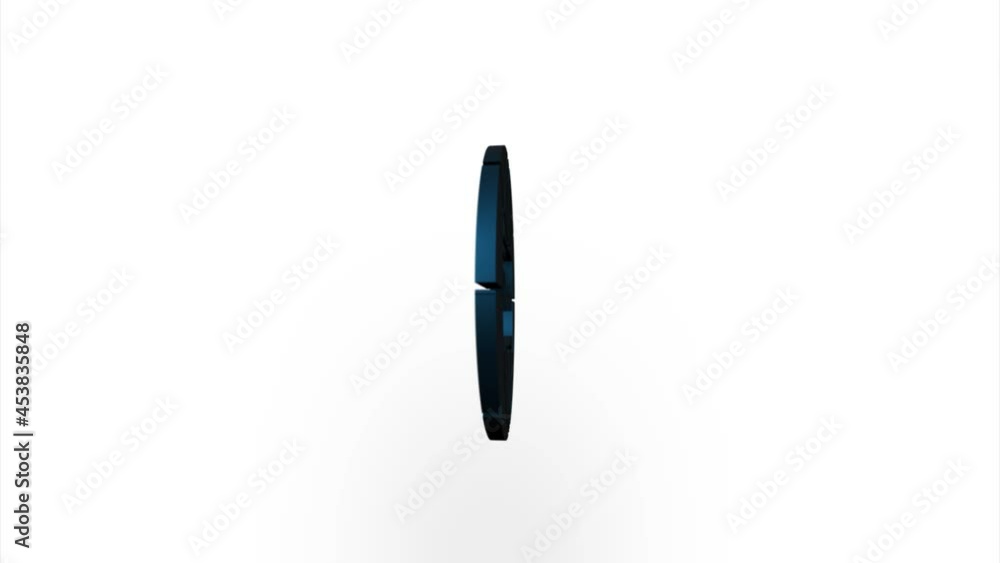 Poster Blue planet web symbol icon flipping, rotation. Elegant 3d realistic light render. Seamless loop animation video