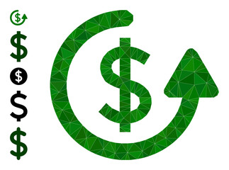 Triangle repeat payment polygonal icon illustration, and similar icons. Repeat Payment is filled with triangles. Lowpoly repeat payment constructed with scattered colored triangles.