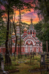Fototapeta na wymiar Military cemetery around Alexander Nevsky Church