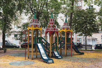 Children's playground with elements of Kremlin decorations