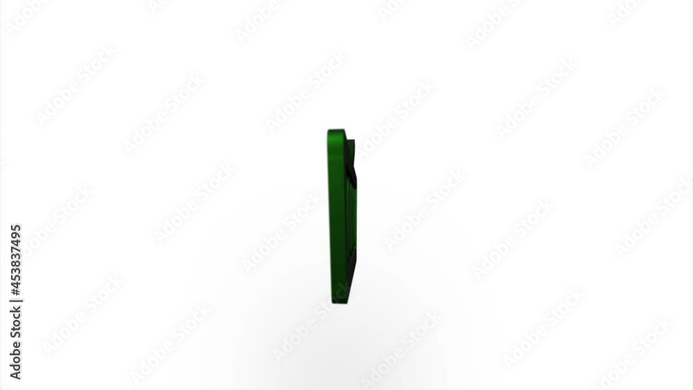 Fototapete green shopping basket icon flipping, rotation. elegant 3d realistic light render. seamless loop anim