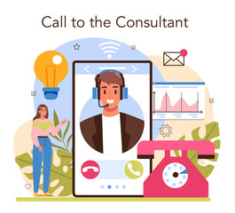 Consultant online service or platform. Specialist making research