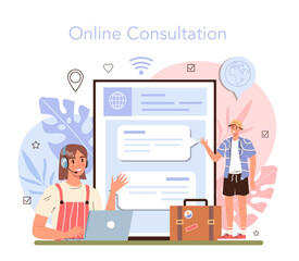 Tourism expert online service or platform. Agent creating and selling