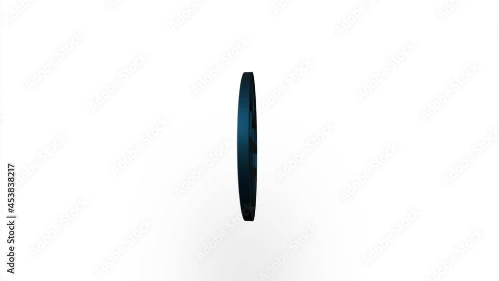 Poster Blue globe icon flipping, rotation. Elegant 3d realistic light render. Seamless loop animation video